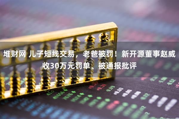堆财网 儿子短线交易，老爸被罚！新开源董事赵威收30万元罚单、被通报批评