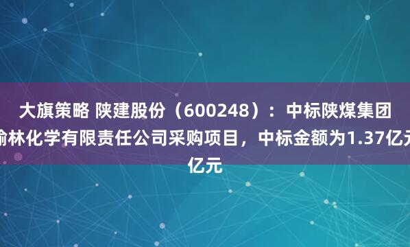 大旗策略 陕建股份（600248）：中标陕煤集团榆林化学有限责任公司采购项目，中标金额为1.37亿元
