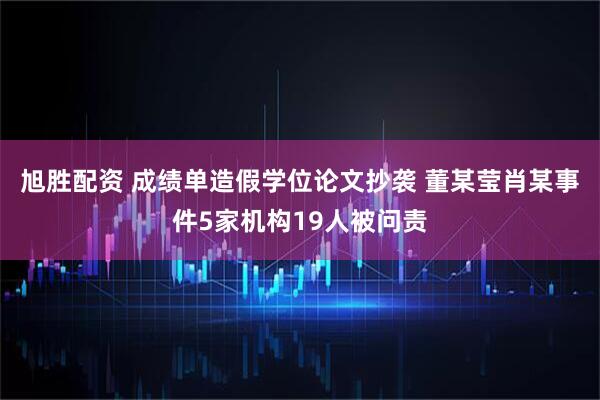 旭胜配资 成绩单造假学位论文抄袭 董某莹肖某事件5家机构19人被问责