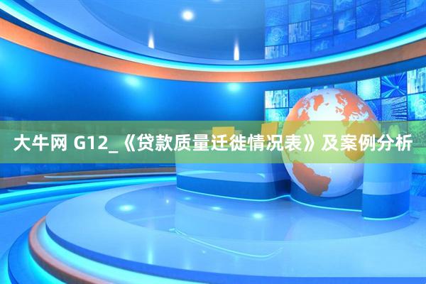 大牛网 G12_《贷款质量迁徙情况表》及案例分析